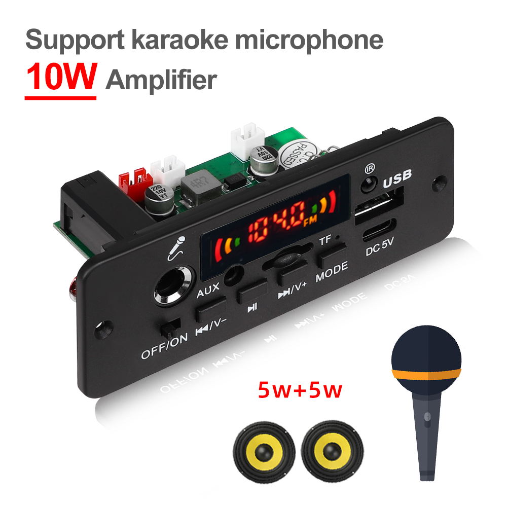 Audio Music Mp3 Free - Bluetooth 5.0を搭載した車の音楽プレーヤー,パワーアンプ,デコーダー,オーディオ,5v,2x5w