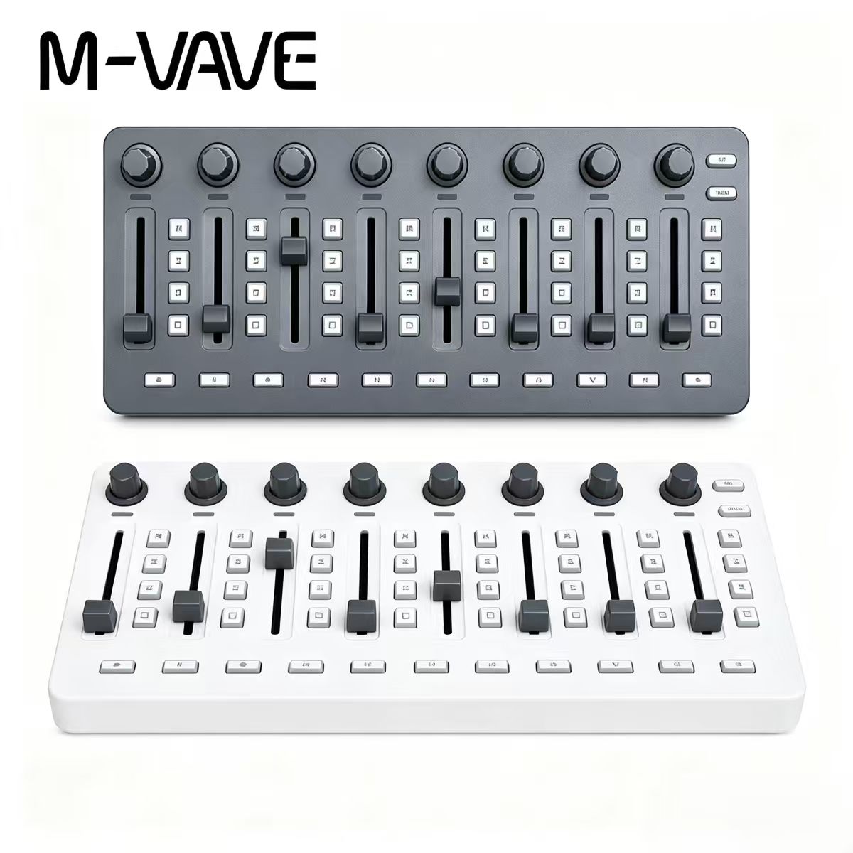 Midi Controller Pad - M-VAVE SMC-MIXER ワイヤレスMIDIコントローラー、43個のバックライト付きボタン、8つのフェーダー、8つのノブ、充電式ポータブルBluetooth DAWコントローラー