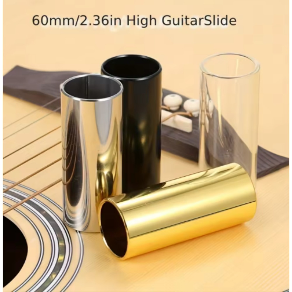 Guitar Slide Tube - 60mmステンレス製ギタースライドバー、エレクトリックウッドギタースライドチューブ、金属製フィンガーコット