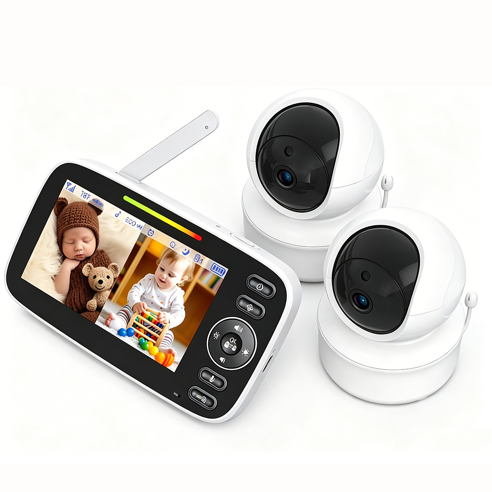 4.3インチ分割画面ベビーモニター、2台のPTZカメラ、双方 - Audio Music Google のレビューと価格