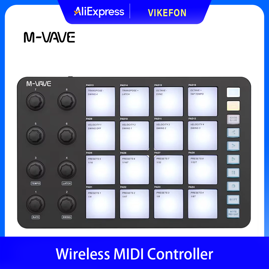 M-VAVE SMC-PAD ワイヤレスMIDIコントローラ - Midi Controller Pad のレビューと価格