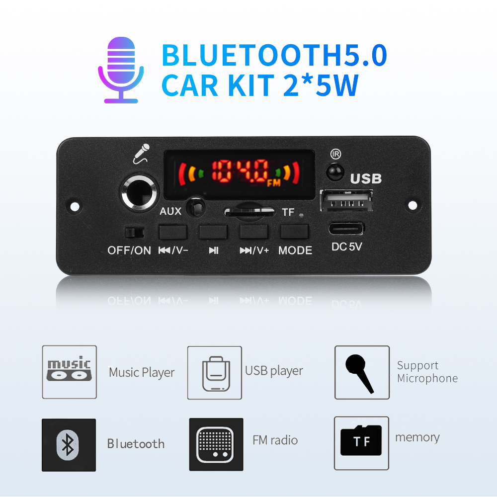 Bluetooth 5.0を搭載した車の音楽プレーヤー,パワ - Audio Music Mp3 Free のレビューと価格