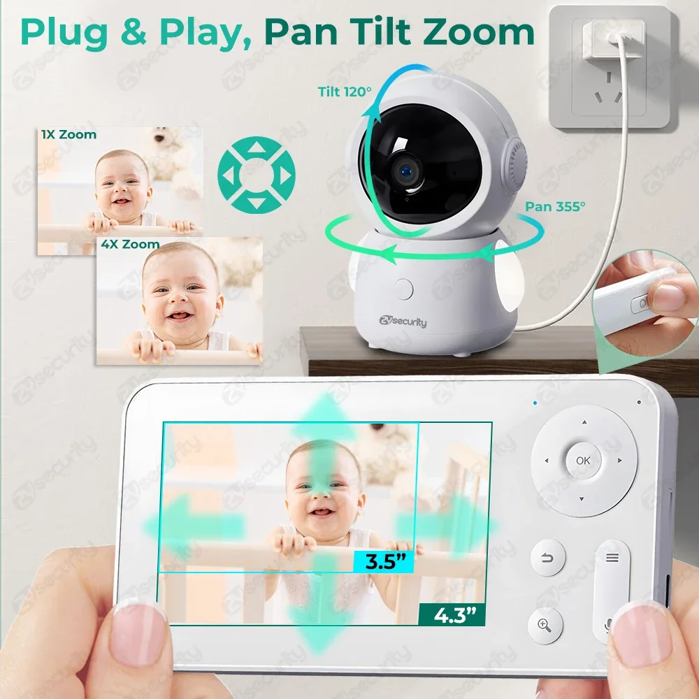 4.3インチ画面のベビーモニター,2チャンネル,Wi-Fi, - Audio Music Google のレビューと価格
